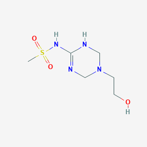 molecular formula C6H14N4O3S B6065214 N-[5-(2-Hydroxyethyl)-1,3,5-triazinan-2-ylidene]methanesulfonamide 