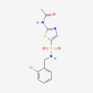 molecular formula C12H12ClN3O3S2 B6065259 N-[5-[(2-chlorophenyl)methylsulfamoyl]-1,3-thiazol-2-yl]acetamide 