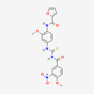 molecular formula C21H18N4O7S B6065263 N-[2-methoxy-4-({[(4-methoxy-3-nitrobenzoyl)amino]carbonothioyl}amino)phenyl]-2-furamide 