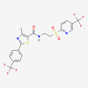molecular formula C20H15F6N3O3S2 B606529 4-methyl-2-[4-(trifluoromethyl)phenyl]-N-[2-[5-(trifluoromethyl)pyridin-2-yl]sulfonylethyl]-1,3-thiazole-5-carboxamide CAS No. 1680204-90-3