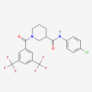 molecular formula C21H17ClF6N2O2 B606537 1-[3,5-bis(trifluoromethyl)benzoyl]-N-(4-chlorophenyl)piperidine-3-carboxamide CAS No. 1207113-88-9