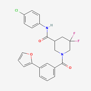 N-(4-chlorophenyl)-5,5-difluoro-1-(3-(furan-2-yl)benzoyl)piperidine-3-carboxamide