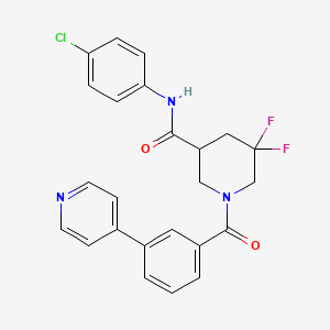 molecular formula C24H20ClF2N3O2 B606542 N-(4-Chlorophenyl)-5,5-difluoro-1-(3-(pyridin-4-yl)benzoyl)piperidine-3-carboxamide CAS No. 1922099-21-5