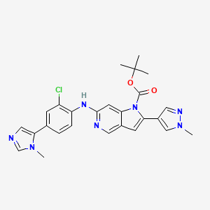 molecular formula C26H26ClN7O2 B606552 Tert-Butyl 6-{[2-Chloro-4-(1-Methyl-1h-Imidazol-5-Yl)phenyl]amino}-2-(1-Methyl-1h-Pyrazol-4-Yl)-1h-Pyrrolo[3,2-C]pyridine-1-Carboxylate CAS No. 1400284-80-1