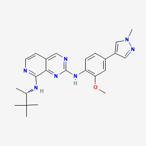 molecular formula C24H29N7O B606555 N8-[(2S)-3,3-二甲基丁烷-2-基]-N2-[2-甲氧基-4-(1-甲基-1H-吡唑-4-基)苯基]吡啶并[3,4-d]嘧啶-2,8-二胺 CAS No. 1578244-34-4