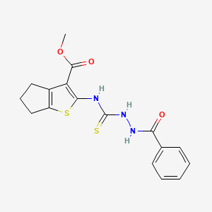 molecular formula C17H17N3O3S2 B6065647 methyl 2-{[(2-benzoylhydrazino)carbonothioyl]amino}-5,6-dihydro-4H-cyclopenta[b]thiophene-3-carboxylate 