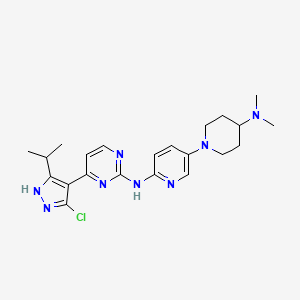 molecular formula C22H29ClN8 B606571 4-(5-chloro-3-isopropyl-1H-pyrazol-4-yl)-N-(5-(4-(dimethylamino)piperidin-1-yl)pyridin-2-yl)pyrimidin-2-amine CAS No. 1256963-02-6