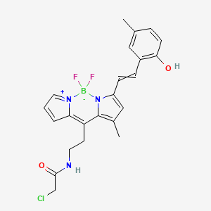 molecular formula C23H23BClF2N3O2 B606580 2-chloro-N-[2-[2,2-difluoro-4-[2-(2-hydroxy-5-methylphenyl)ethenyl]-6-methyl-3-aza-1-azonia-2-boranuidatricyclo[7.3.0.03,7]dodeca-1(12),4,6,8,10-pentaen-8-yl]ethyl]acetamide CAS No. 1800205-57-5