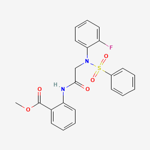 molecular formula C22H19FN2O5S B6065907 methyl 2-[[2-[N-(benzenesulfonyl)-2-fluoroanilino]acetyl]amino]benzoate 