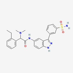 molecular formula C25H27N5O3S B606611 N-[3-[3-(Aminosulfonyl)phenyl]-1H-indazole-5-yl]-2-(dimethylamino)-2-(2-ethylphenyl)acetamide CAS No. 1338793-07-9