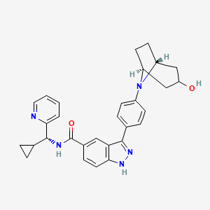 molecular formula C30H31N5O2 B606613 N-[(R)-Cyclopropyl(2-pyridinyl)methyl]-3-[4-[(1alpha,5alpha)-3beta-hydroxy-8-azabicyclo[3.2.1]octane-8-yl]phenyl]-1H-indazole-5-carboxamide CAS No. 1430741-35-7