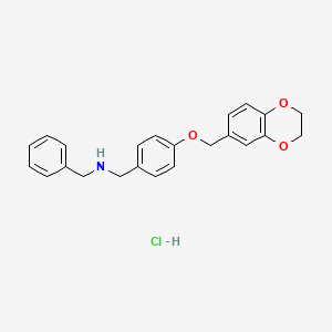molecular formula C23H24ClNO3 B6066140 N-[[4-(2,3-dihydro-1,4-benzodioxin-6-ylmethoxy)phenyl]methyl]-1-phenylmethanamine;hydrochloride 