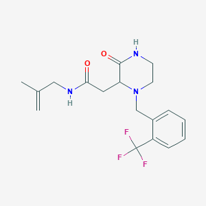 molecular formula C18H22F3N3O2 B6066148 N-(2-methylprop-2-enyl)-2-[3-oxo-1-[[2-(trifluoromethyl)phenyl]methyl]piperazin-2-yl]acetamide 
