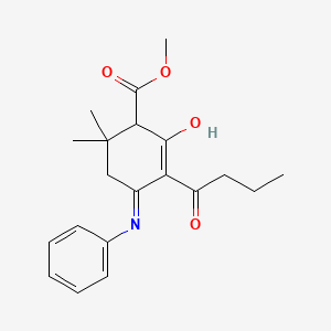 molecular formula C20H25NO4 B6066176 Methyl 3-butanoyl-2-hydroxy-6,6-dimethyl-4-phenyliminocyclohex-2-ene-1-carboxylate 