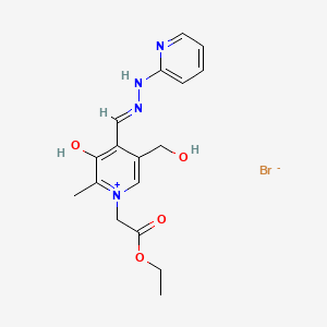 molecular formula C17H21BrN4O4 B606628 Pyridinium, 1-(2-ethoxy-2-oxoethyl)-3-hydroxy-5-(hydroxymethyl)-2-methyl-4-((2-pyridinylhydrazono)methyl)-, bromide CAS No. 124076-31-9