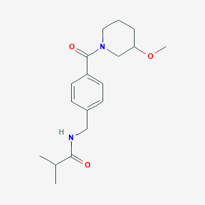 molecular formula C18H26N2O3 B6066396 N-{4-[(3-methoxy-1-piperidinyl)carbonyl]benzyl}-2-methylpropanamide 