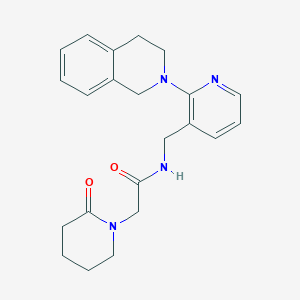 molecular formula C22H26N4O2 B6066496 N-{[2-(3,4-dihydro-2(1H)-isoquinolinyl)-3-pyridinyl]methyl}-2-(2-oxo-1-piperidinyl)acetamide 
