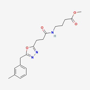 molecular formula C18H23N3O4 B6066545 Methyl 4-[3-[5-[(3-methylphenyl)methyl]-1,3,4-oxadiazol-2-yl]propanoylamino]butanoate 