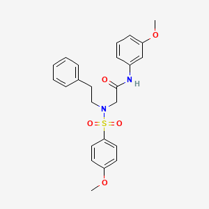 molecular formula C24H26N2O5S B6066583 N-(3-methoxyphenyl)-2-[(4-methoxyphenyl)sulfonyl-(2-phenylethyl)amino]acetamide 