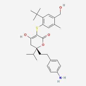 2H-Pyran-2-one, 6-(2-(4-aminophenyl)ethyl)-3-((2-(1,1-dimethylethyl)-4-(hydroxymethyl)-5-methylphenyl)thio)-5,6-dihydro-4-hydroxy-6-(1-methylethyl)-, (6S)-