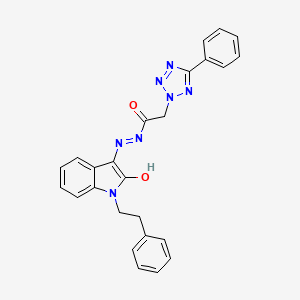 molecular formula C25H21N7O2 B6067081 N'-[2-oxo-1-(2-phenylethyl)-1,2-dihydro-3H-indol-3-ylidene]-2-(5-phenyl-2H-tetrazol-2-yl)acetohydrazide 
