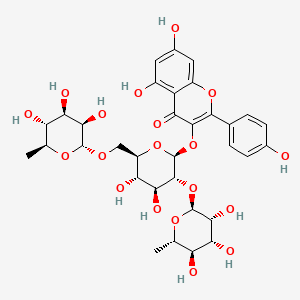 molecular formula C33H40O19 B606719 4H-1-Benzopyran-4-one, 3-((O-6-deoxy-alpha-L-mannopyranosyl-(1-2)-O-(6-deoxy-alpha-L-mannopyranosyl-(1-6))-beta-D-glucopyranosyl)oxy)-5,7-dihydroxy-2-(4-hydroxyphenyl)- CAS No. 55804-74-5