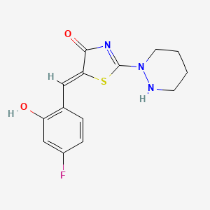 molecular formula C14H14FN3O2S B606729 (5Z)-5-[(4-Fluoro-2-hydroxyphenyl)methylene]-2-(tetrahydro-1-(2H)-pyridazinyl)-4(5H)-thiazolone CAS No. 1181081-71-9