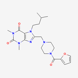 molecular formula C22H30N6O4 B606733 8-{[4-(furan-2-ylcarbonyl)piperazin-1-yl]methyl}-1,3-dimethyl-7-(3-methylbutyl)-3,7-dihydro-1H-purine-2,6-dione CAS No. 851941-94-1