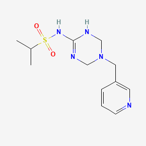 molecular formula C12H19N5O2S B6067343 N-[5-(3-pyridylmethyl)-1,4,5,6-tetrahydro-1,3,5-triazin-2-yl]-2-propanesulfonamide 