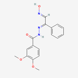 molecular formula C17H17N3O4 B6067346 N-[(E)-[(2E)-2-hydroxyimino-1-phenylethylidene]amino]-3,4-dimethoxybenzamide 