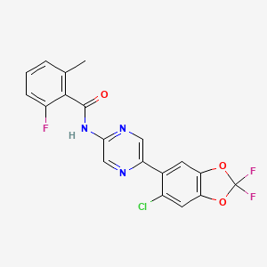 molecular formula C19H11ClF3N3O3 B606740 N-(5-(6-Chloro-2,2-difluorobenzo[d][1,3]dioxol-5-yl)pyrazin-2-yl)-2-fluoro-6-methylbenzamide CAS No. 1713240-67-5