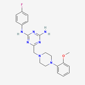 molecular formula C21H24FN7O B6067585 N-(4-amino-6-{[4-(2-methoxyphenyl)piperazino]methyl}-1,3,5-triazin-2-yl)-N-(4-fluorophenyl)amine 