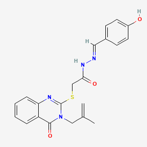 molecular formula C21H20N4O3S B6067656 N'-[(E)-(4-hydroxyphenyl)methylidene]-2-{[3-(2-methylprop-2-en-1-yl)-4-oxo-3,4-dihydroquinazolin-2-yl]sulfanyl}acetohydrazide 