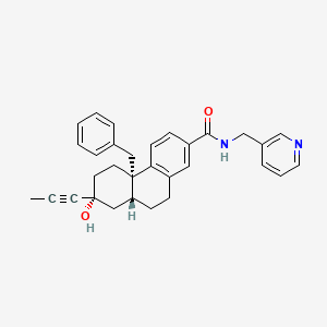 molecular formula C31H32N2O2 B606780 2-Phenanthrenecarboxamide, 4b,5,6,7,8,8a,9,10-octahydro-7-hydroxy-4b-(phenylmethyl)-7-(1-propynyl)-N-(3-pyridinylmethyl)-, (4bS,7R,8aR)- CAS No. 305821-96-9