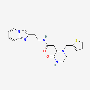 molecular formula C20H23N5O2S B6067823 N-(2-imidazo[1,2-a]pyridin-2-ylethyl)-2-[3-oxo-1-(thiophen-2-ylmethyl)piperazin-2-yl]acetamide 