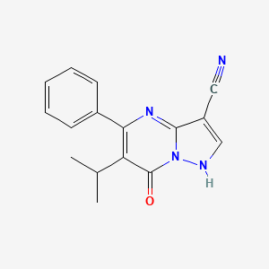 B606798 6-Isopropyl-7-oxo-5-phenyl-4,7-dihydropyrazolo[1,5-a]pyrimidine-3-carbonitrile CAS No. 1628208-23-0
