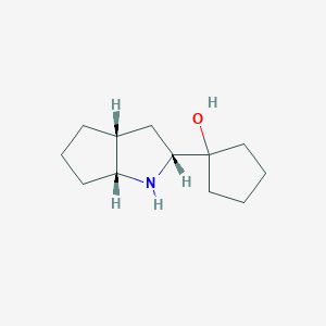 molecular formula C12H21NO B060680 Cyclopentanol, 1-(octahydrocyclopenta[b]pyrrol-2-yl)-, [2R-(2-alpha-,3a-ba-,6a-ba-)]-(9CI) CAS No. 184032-78-8