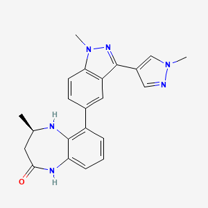 molecular formula C22H22N6O B606800 (4r)-4-Methyl-6-[1-Methyl-3-(1-Methyl-1h-Pyrazol-4-Yl)-1h-Indazol-5-Yl]-1,3,4,5-Tetrahydro-2h-1,5-Benzodiazepin-2-One CAS No. 1884712-47-3