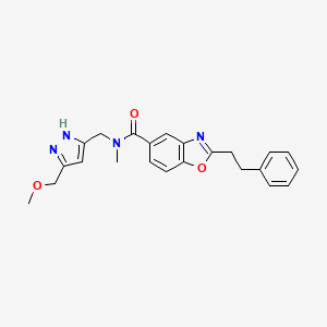 molecular formula C23H24N4O3 B6068006 N-[[3-(methoxymethyl)-1H-pyrazol-5-yl]methyl]-N-methyl-2-(2-phenylethyl)-1,3-benzoxazole-5-carboxamide 