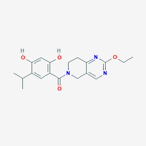 molecular formula C19H23N3O4 B606805 [2,4-Bis(Oxidanyl)-5-Propan-2-Yl-Phenyl]-(2-Ethoxy-7,8-Dihydro-5~{h}-Pyrido[4,3-D]pyrimidin-6-Yl)methanone CAS No. 1860793-58-3