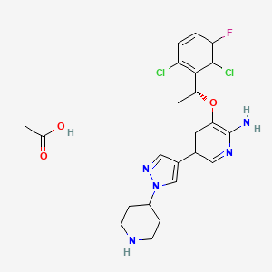 molecular formula C23H26Cl2FN5O3 B606813 Crizotinib acetate CAS No. 877399-53-6