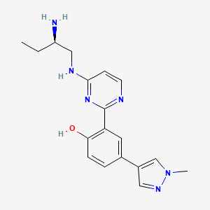 molecular formula C18H24Cl2N6O B606814 (R)-2-(4-((2-aminobutyl)amino)pyrimidin-2-yl)-4-(1-methyl-1H-pyrazol-4-yl)phenol dihydrochloride CAS No. 1883545-60-5
