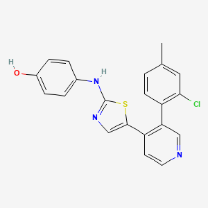 molecular formula C21H16ClN3OS B606816 4-[[5-[3-(2-Chloro-4-methylphenyl)-4-pyridinyl]-2-thiazolyl]amino]phenol CAS No. 1661845-86-8