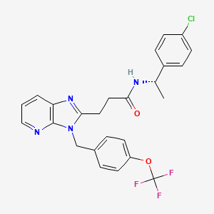 molecular formula C25H22ClF3N4O2 B606817 N-[(1S)-1-(4-chlorophenyl)ethyl]-3-[3-[[4-(trifluoromethoxy)phenyl]methyl]imidazo[4,5-b]pyridin-2-yl]propanamide CAS No. 1979939-16-6
