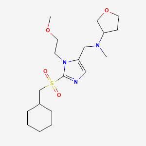 molecular formula C19H33N3O4S B6068222 N-[[2-(cyclohexylmethylsulfonyl)-3-(2-methoxyethyl)imidazol-4-yl]methyl]-N-methyloxolan-3-amine 