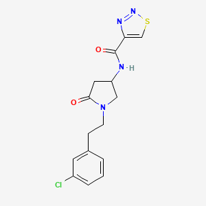 molecular formula C15H15ClN4O2S B6068257 N-[1-[2-(3-chlorophenyl)ethyl]-5-oxopyrrolidin-3-yl]thiadiazole-4-carboxamide 