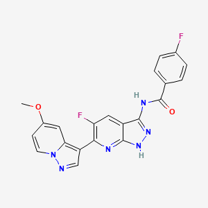 4-fluoro-N-[5-fluoro-6-(5-methoxypyrazolo[1,5-a]pyridin-3-yl)-1H-pyrazolo[3,4-b]pyridin-3-yl]benzamide