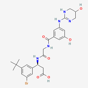 (3S)-3-(3-bromo-5-(tert-butyl)phenyl)-3-(2-(3-hydroxy-5-((5-hydroxy-1,4,5,6-tetrahydropyrimidin-2-yl)amino)benzamido)acetamido)propanoic acid