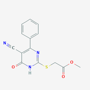 molecular formula C14H11N3O3S B6068483 methyl 2-[(5-cyano-6-oxo-4-phenyl-1H-pyrimidin-2-yl)sulfanyl]acetate 