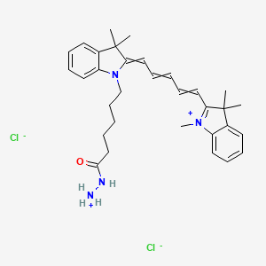 molecular formula C32H42Cl2N4O B606870 [6-[3,3-Dimethyl-2-[5-(1,3,3-trimethylindol-1-ium-2-yl)penta-2,4-dienylidene]indol-1-yl]hexanoylamino]azanium;dichloride CAS No. 1427705-31-4